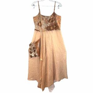 Renee Bolden Handmade Brown Grey Clay Sheer Tank Tunic Dress Sz L